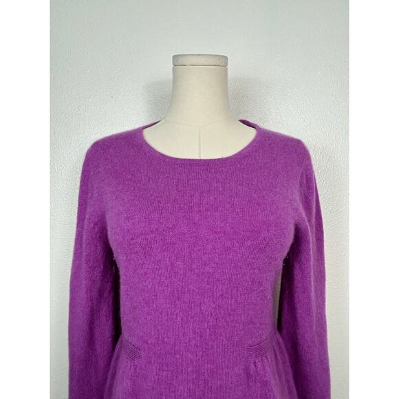 J. Crew Divina Cashmere Peplum Sweater Purple Sz Medium - Picture 3 of 5